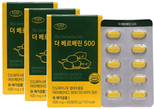 베르베린 berberine 고순도 인도 매자나무 흑후추 브로멜라인 여주 추출분말 식약처 60정 3개