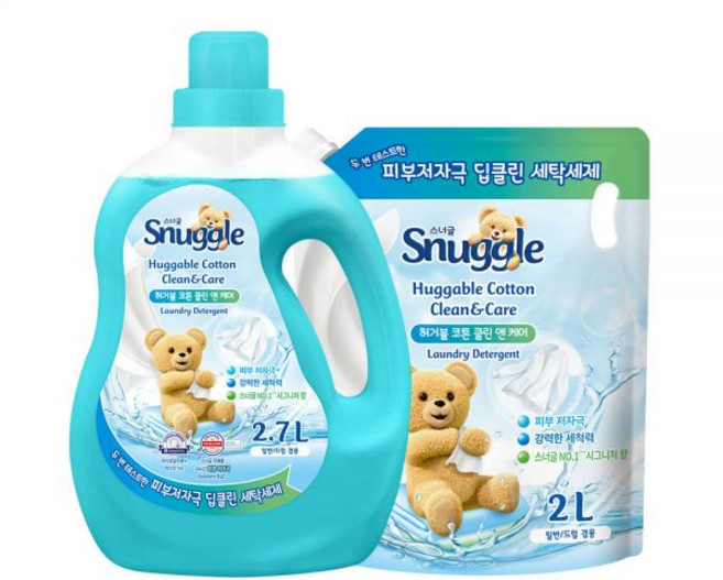 스너글 딥클린 액체세제 일반 드럼 겸용 허거블 코튼 클린앤케어 본품 2.7L + 리필 2L, 1