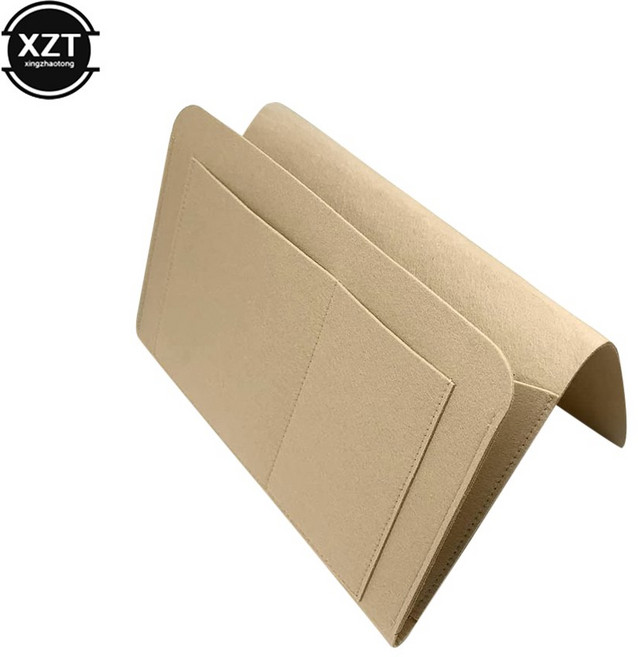 펠트 침대 옆 보관 정리함 전화 책 잡지 홀더 포켓 걸이 가방 티슈 박스 소파 사이드 파우크 1pc, Khaki, 27-22-8CM