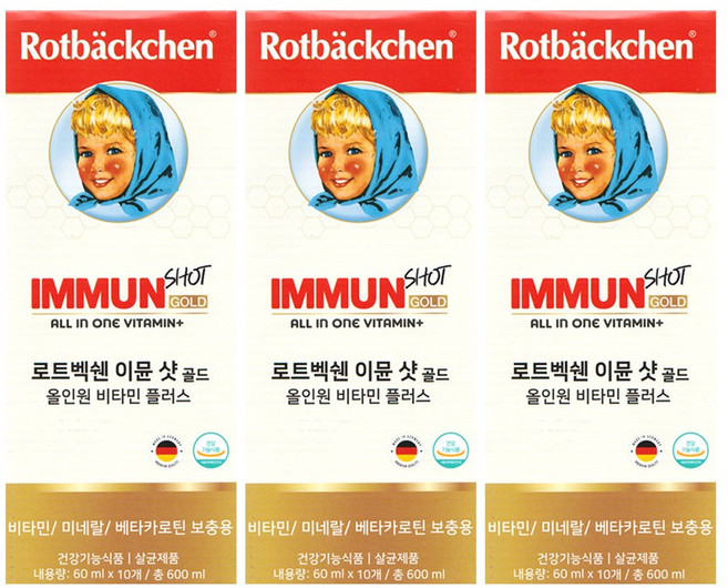 [정품] 로트벡쉔 이뮨 샷 골드 올인원 비타민 플러스 1box(10병), 600ml, 3박스