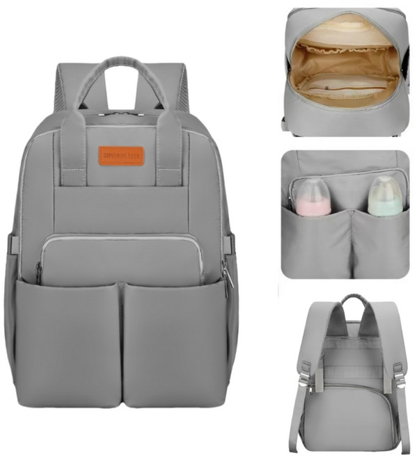 GERDU 다용도 초경량 방수 기저귀 가방 백팩 멀티 패션 유모차 가방, 그레이