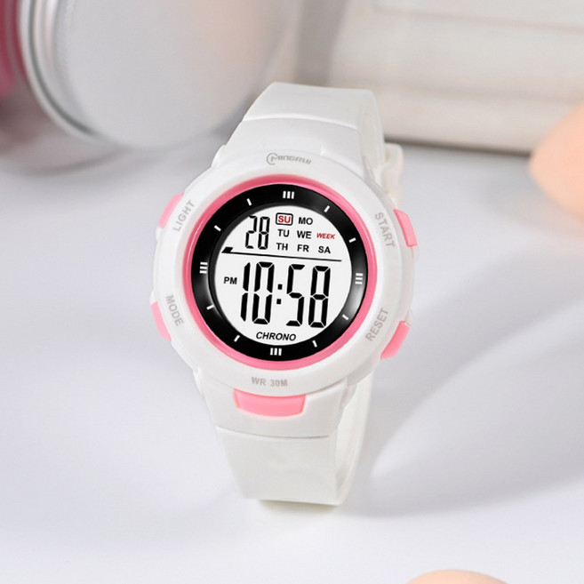 [SUNOEL] 3기압 방수 학생 전자 손목시계 MR-8217L 여분 건전지 사은품 한글 설명서 정품 아크릴 케이스