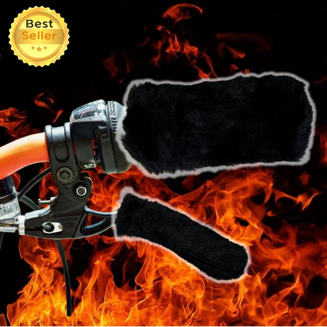 쎄네핏 따뜻한 자전거 핸들워머 오토바이 핸드워머 방한 털커버, 1세트, 검정