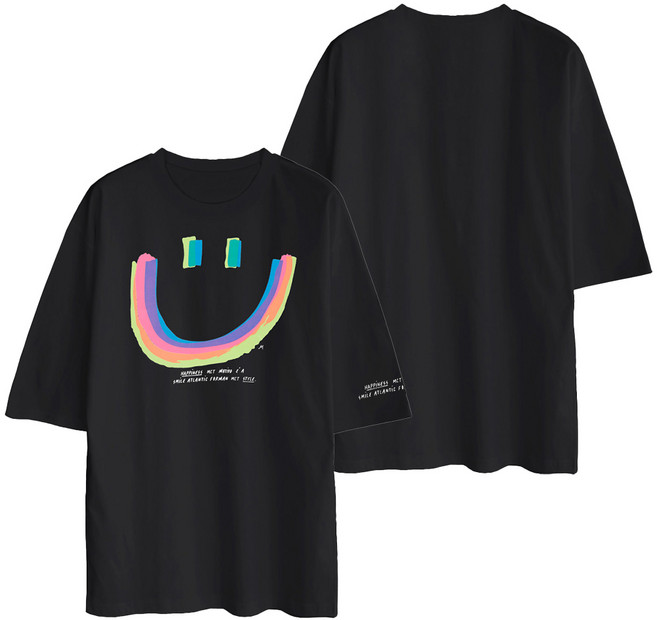 문컬렉션 5부 오버핏 반팔 티셔츠 컬러스마일 남녀공용 반팔티