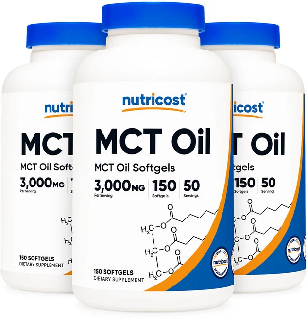 뉴트리코스트 MCT 오일 3000mg 150소프트젤 3병, 150정, 3개 - 쿠팡