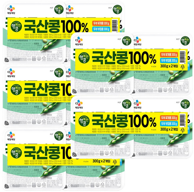 CJ 행복한콩 국산 겸용 두부 (300G 2입), 5개, 600g