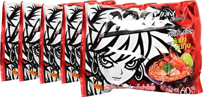 태국라면 와이와이 똠양문꿍 매콤한맛 WAIWAI TOMYUM MUNGOONG Thaifood Mart 60g, 5개