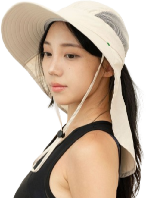 박스비 빅사이즈 대두 햇빛가리개 모자 물놀이 플랩캡 UPF 50, 크림베이지