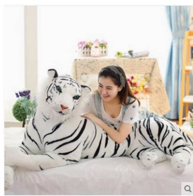 쿠션 호랑이 귀여운 백호 거대 큰베개 인형, 1개, K. 흰색 호랑이 울음소리와 함께