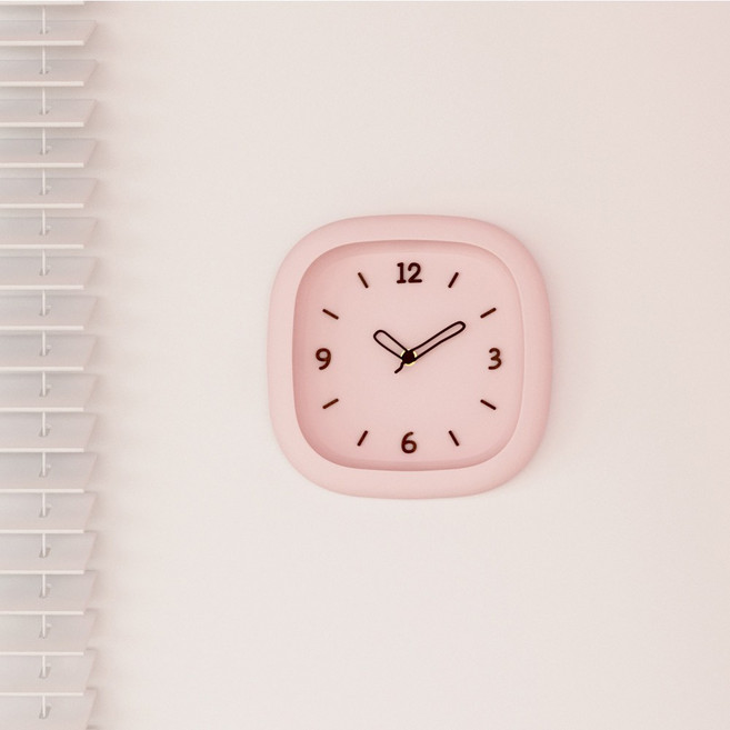 [Ticktock] 틱톡 감성 북유럽 꼬두라미 우드포인트 무소음 벽시계3종, 아이소핑크