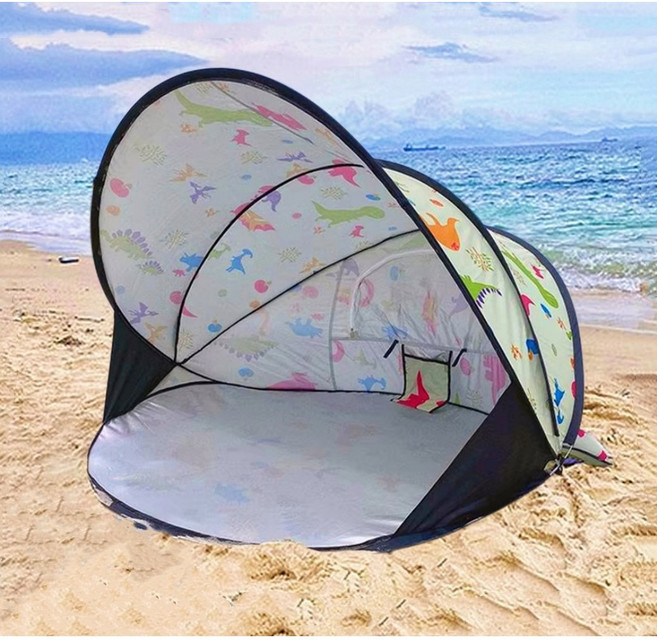 해변 비치 텐트 원터치 5 6인 우산형 UPF 캠핑 소풍 변기 3 4인 1인 차양 대형, 캐릭터 실버 130*130*105cm