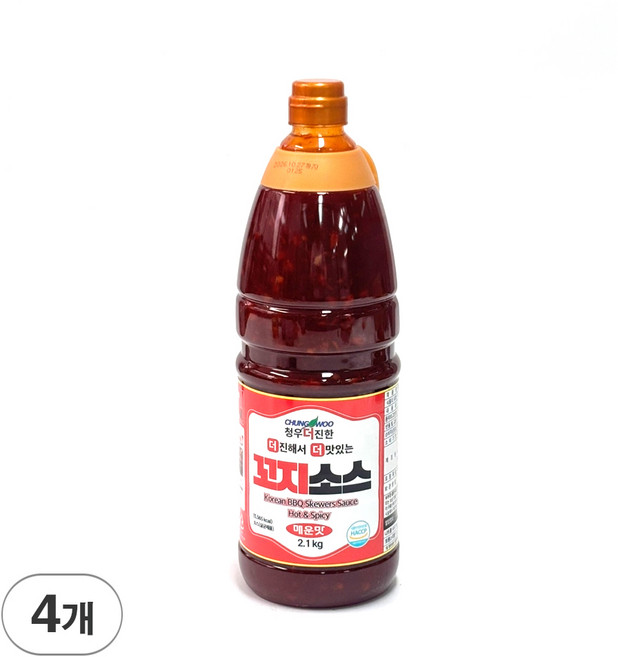 청우 더진한 닭 염통 꼬치소스 꼬지소스 양념 매운맛 PET 2.1kg, 4개