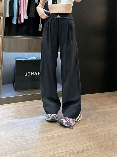 ALO알로 프린트 허리 밴딩 우븐 와이드 팬츠 헬스 요가 스포츠 캐주얼 일자 팬츠 입체 프린트