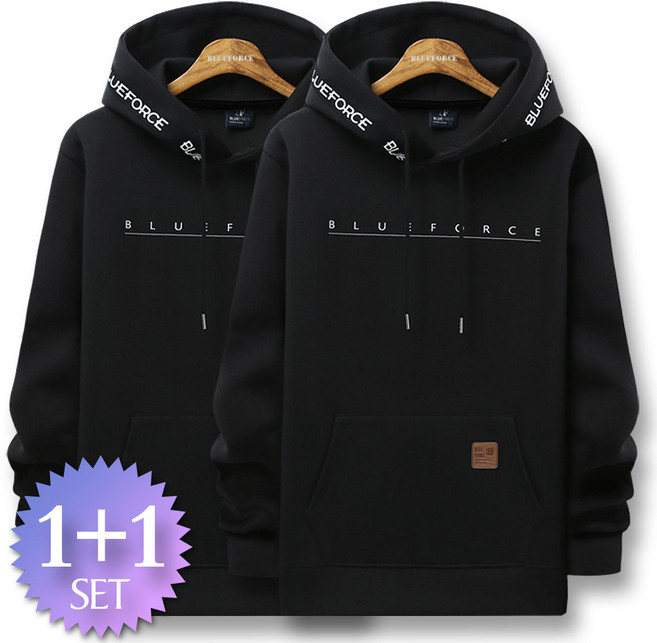 블루포스 레이픈 후드티 1+1세트 남자 긴팔 티셔츠 남성 빅사이즈 운동복 겨울 단체티 커플티 츄리닝
