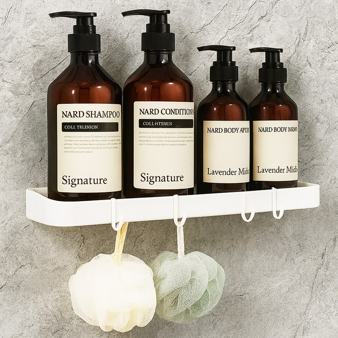 루이자몰 무타공 욕실선반 샴푸 거치대, 1개, 화이트