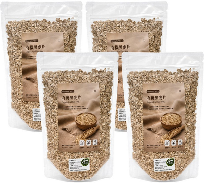 Naturgrace 樂而泉 有機黑麥片, 350g, 4個