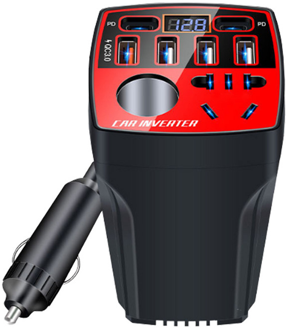 체리스팟 IN-007 200W 차량용 인버터 고속 충전 시가잭 멀티 충전 12V 24V 차량 충전기, 1개