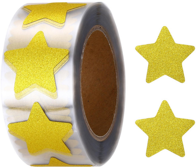 스노벨 500매 다이아몬드 골드 실버 별 스타 스티커, 1개, 골드(S2208)스타