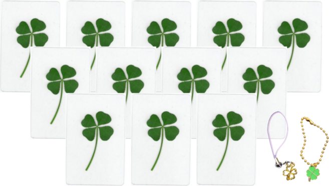 네잎클로버 코팅 행운부적 12입 세트, 12개, 초록빛