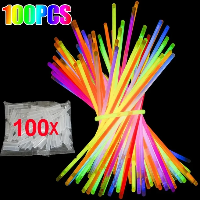 형광 스틱 파티 여러 가지 빛깔의 빛나는 DIY 팔찌 목걸이 구부릴 수 있는 글로우 웨딩 용품 200 개 5, 13 Set 200pcs