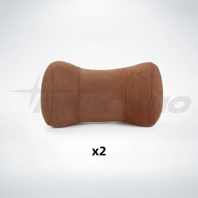 MERLUNO 자동차 목베개 고급 프리미엄 차량용 쿠션 받침 헤드레스트 목쿠션 커스텀 제작 가능logo, 2개, 브라운