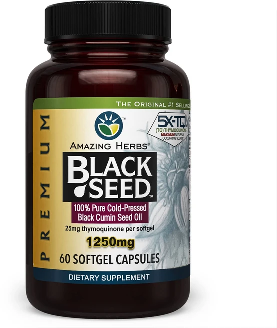 어메이징 허브 프리미엄 블랙 씨드 오일 캡슐 - 고효능 냉 Amazing Herbs Premium Black Seed Oil Capsules - High Potency Cold, 60정, 1개 - 쿠팡