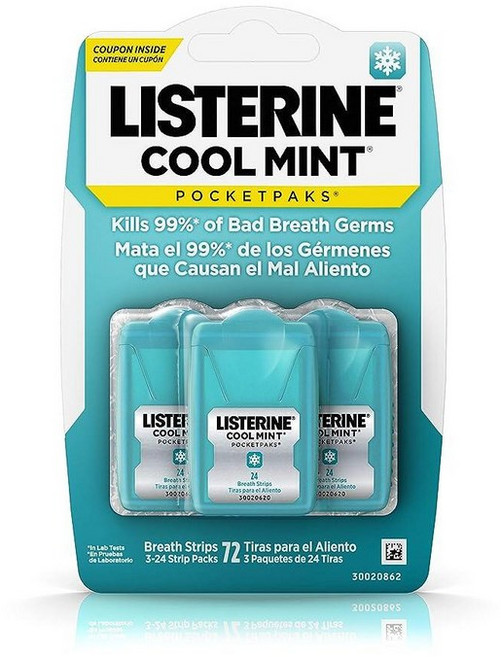 Listerine 포켓 팩 브레스 스트립 필름 쿨 민트 72개 142608