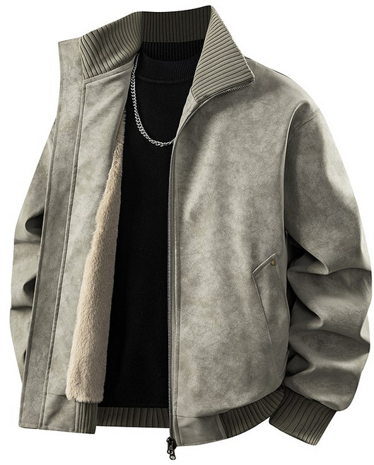 加厚加絨飛行夾克 寬鬆長版保暖棉服外套