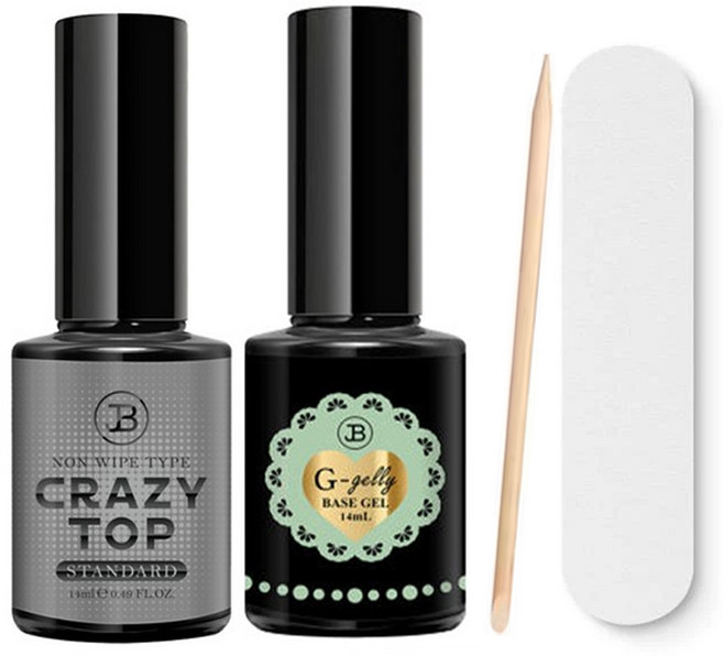 그라시아 진비 지젤리 베이스젤+스탠다드탑젤+우드스틱화일세트, 투명, 1개, 14ml