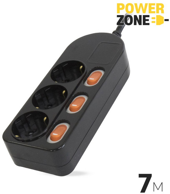 ES370B 개별스위치 3구 7M 블랙 16A 파워존 안전접지극 화재안심, ES370B 블랙, 1개, ES370B_블랙