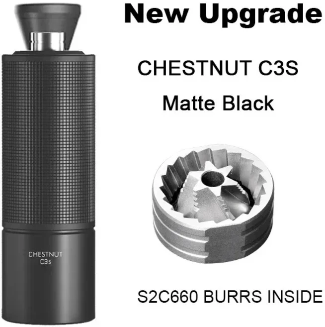 TIMEMORE Chestnut C3S / 수동 커피 그라인더 업그레이드 모든 금속 본체 및 미끄럼 방지 디자인 휴대용 S2, 03 C3S matte black