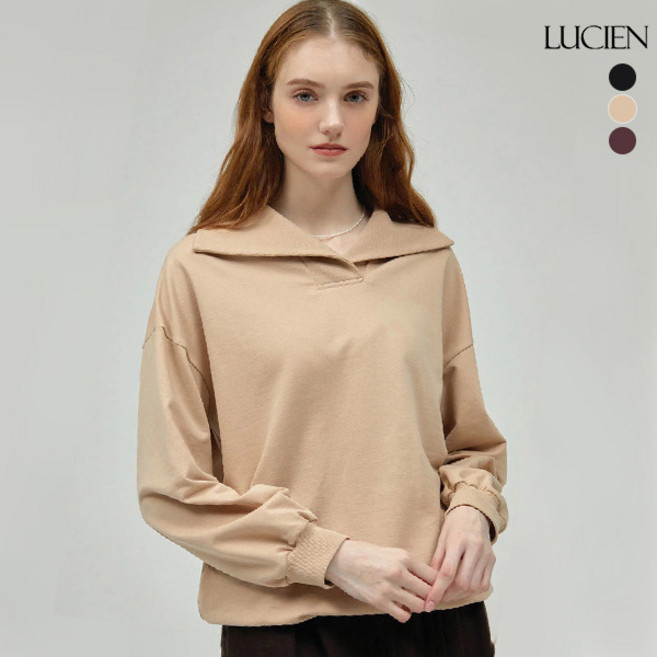 루시앙 루시앙 와이드 빅 브이넥 카라 스웨터_ 베이지