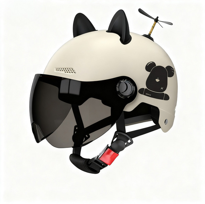 ANYOU 전동차 헬멧 남녀 사계절 통기, 화이트 블랙 미러