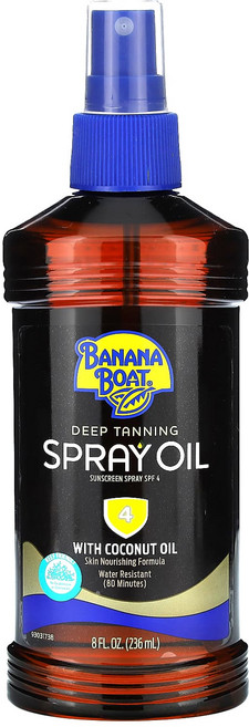 Banana Boat 딥 태닝 스프레이 오일 코코넛오일 함유 SPF 4 236ml(8fl oz), BananaBoat딥태닝스프레이오일코코넛오일함유SPF4, 1개, 236ml