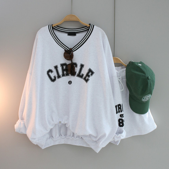 달콩 여성 빅사이즈 간절기세트 운동복 브이넥맨투맨 LE89V맨투맨반바지세트