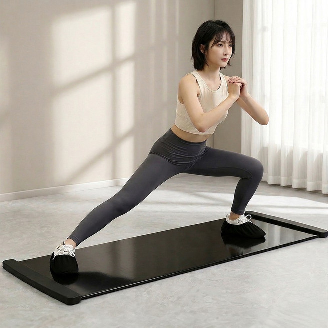 슬라이딩 보드 홈트 스케이트 슬라이드 매트 나혼자산다 200mm*50mm, 블랙, 1개