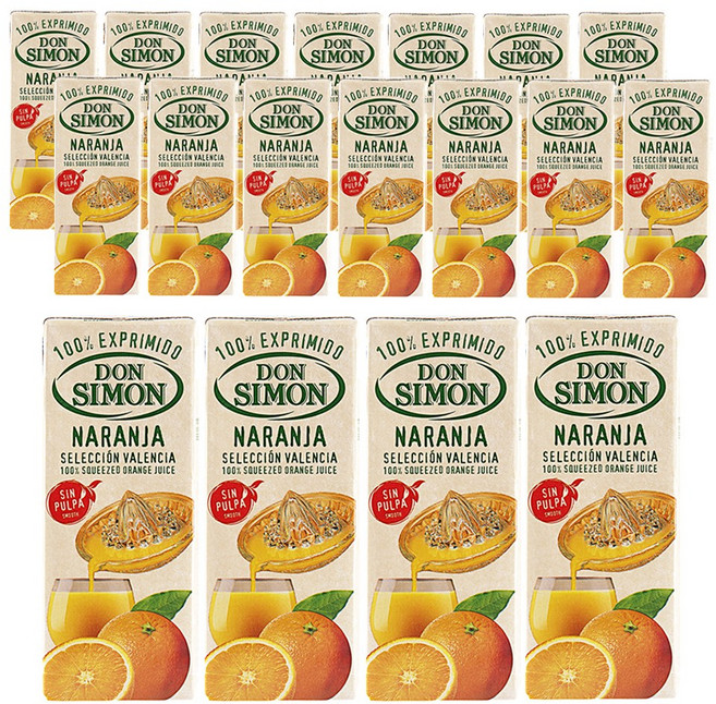 돈시몬 100%착즙 오렌지 주스 18개(200mlx18개) 음료수생과일어린이, 200ml, 18개