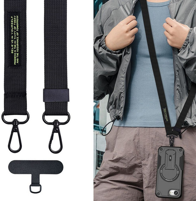 허니코코 데일리 와이드 핸드폰 크로스 스트랩(전 기종 호환 가능), 1개, 블랙