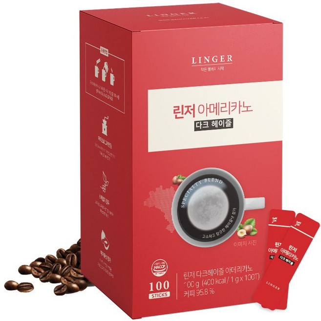 린저 아메리카노 100T 헤이즐넛 커피, 1g, 100개, 100개입, 1개
