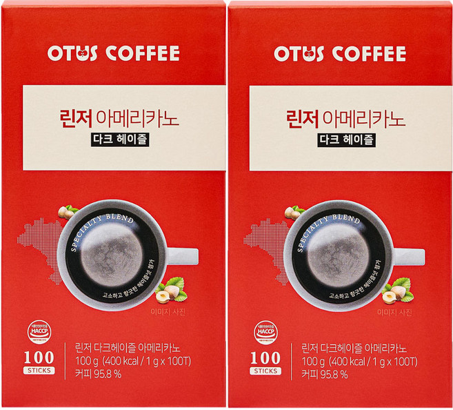 린저 다크 헤이즐넛 아메리카노, 1g, 2개, 100개입