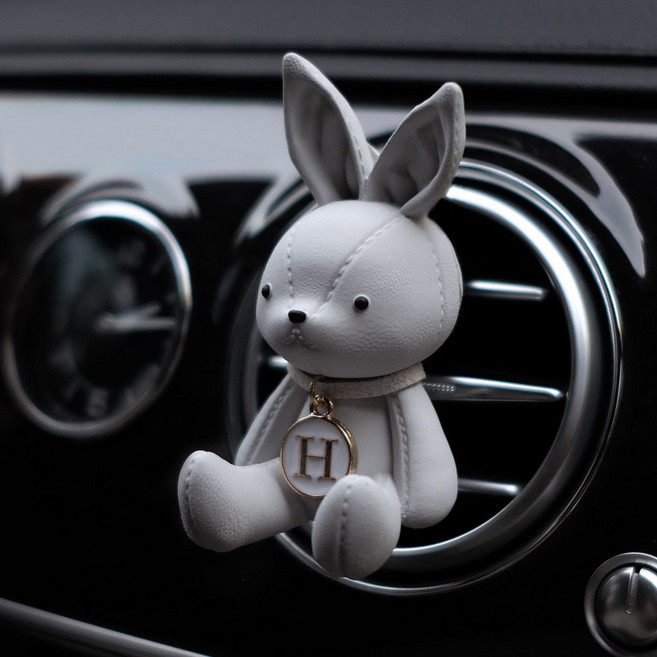 1+1 행사 로즈앤버니 가죽 토끼 차량용 방향제 석고방향제 디퓨저 명품 고급 오일 리필 석고방향제, 블랙체리, 2개