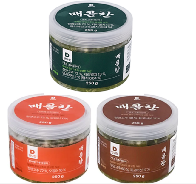 매콤찬 고추다짐이 멸치 진미 버섯 3종 밥상차려주는남자 250g 밥도둑 캠핑 혼밥, 3개