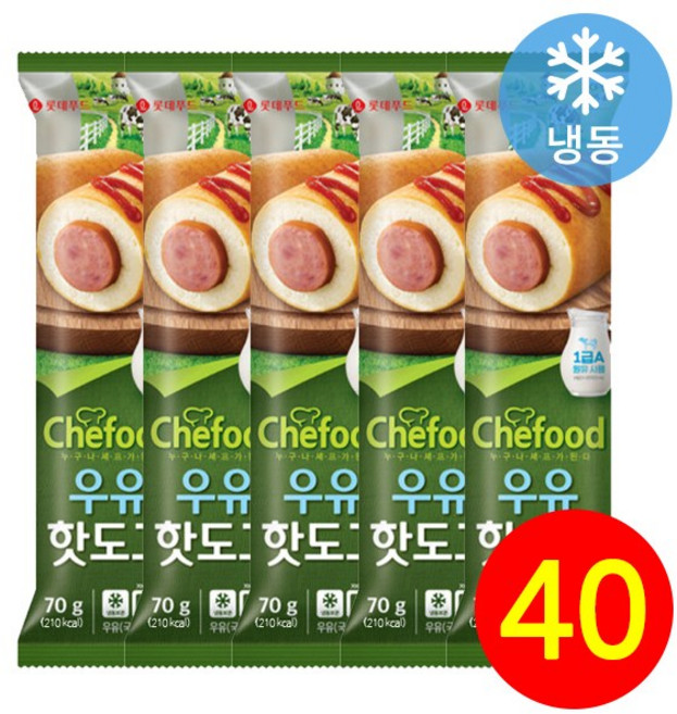 롯데 쉐푸드 우유핫도그, 70g, 40개