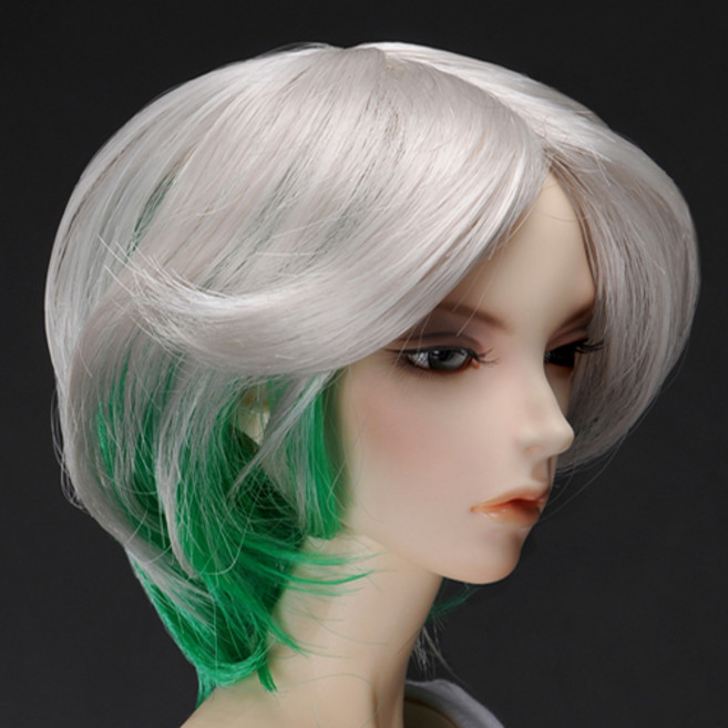 돌모아 구체관절인형 가발 SD 60cm 투톤 쇼트컷 은발-그린 (8-9) janus Cut (Green)[D2], 1개