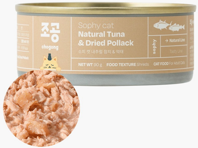 【韓國朝貢】Sophy系列 貓用副食罐-鮪魚&明太魚乾口味 90g, 1個