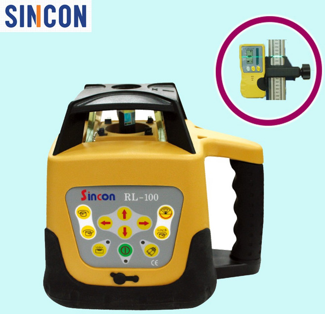 신콘 충전배터리내장 레드빔 수광기포함 굴삭기 1인단독작업 회전레이저레벨기 RL100, 1개