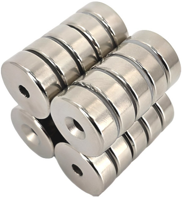 마니코 초강력 원형사라자석 지름 30mm x 두께 10mm (홈 12.5mm/내경 6.5mm) D30x10T 네오디움 원형자석 볼트용 DIY작업용, 15개