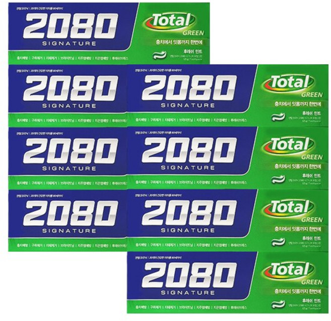 애경 2080 시그니쳐 토탈 그린치약 125g 4입 x2, 8개