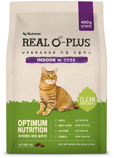 뉴트리나 리얼오플러스 캣 인도어 6kg, 1개, 닭