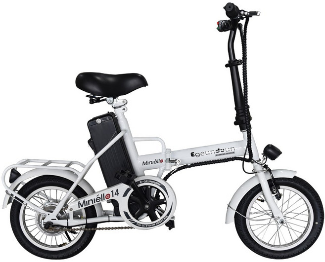 e근두운 미니엘로 전기자전거 가성비 자전거 재고 떨이, 화이트(배터리 미포함), 스틸